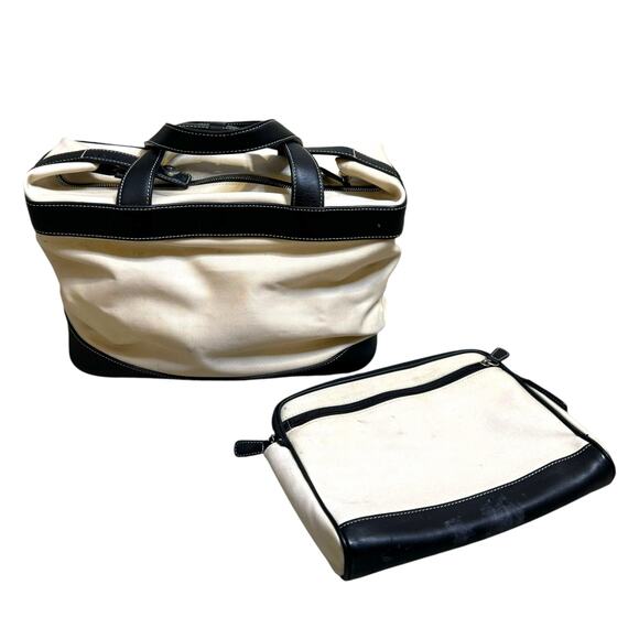 Vintage Coach 2 Piece Set Train Case Toiletry Travel Bag Zip Up Make Up Bag - Picture 1 of 16